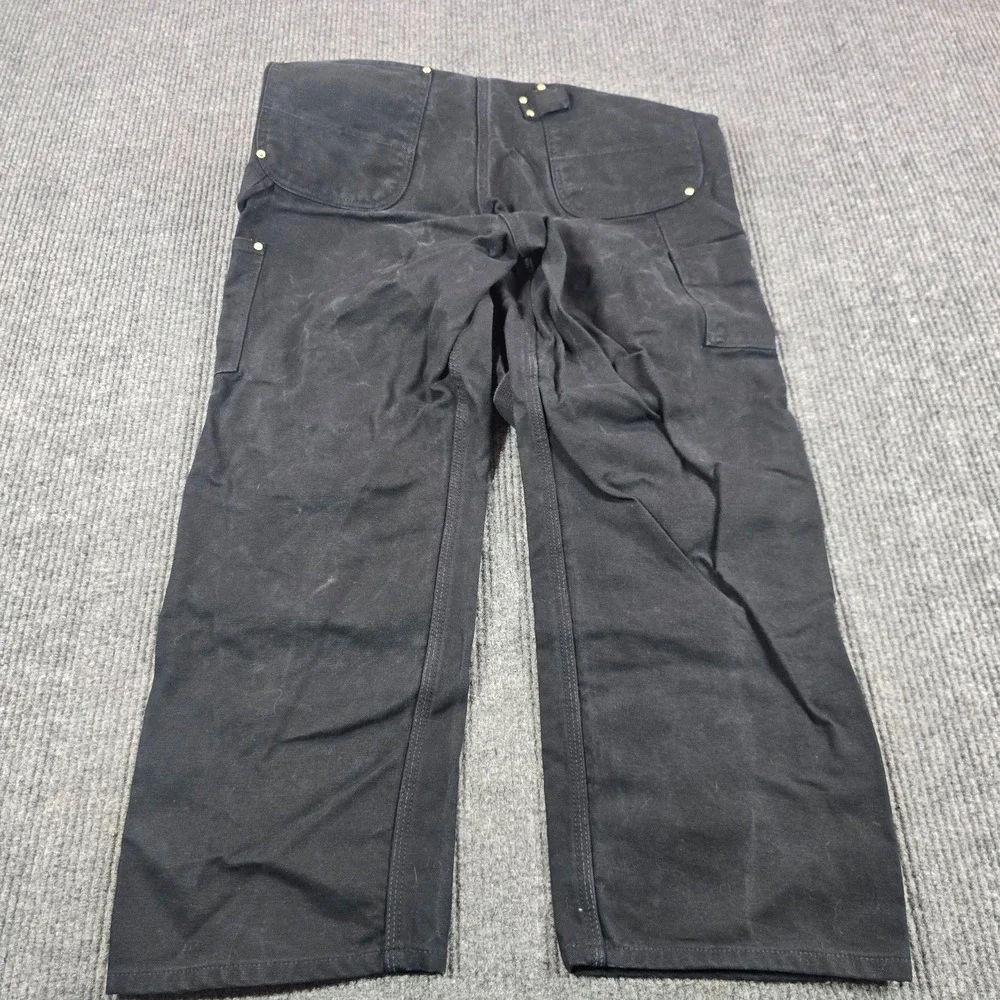 Carhartt R01 Bib Overalls Mens 36x30 Black Duck Canvas Relaxed Work Zip Leg